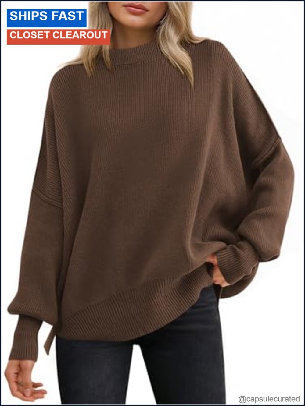 ANRABESS Chunky Ribbed Knit Oversized Pullover Sweater Loose Fit